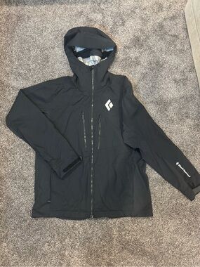 Black Diamond Men's Black Hooded Waterproof Shell Jacket